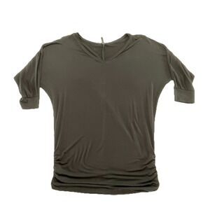 Johnny Made in CA Black Dolman Sleeve Ruched Knit Top Large